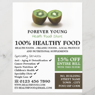 Kiwi Fruit, Gezondheidsvoedselwinkel Reclame Flyer
