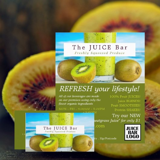 Kiwi Fruit, Juicebar Reclamefolder Flyer