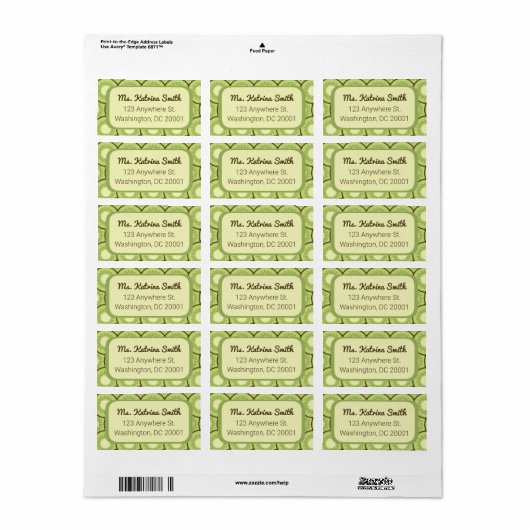 Kiwi Fruit Pattern Etiket (Full Sheet)