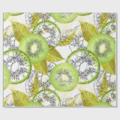 Kiwi, fruitig, groen en wit, vers, sappig, wit cadeaupapier (Vlak)