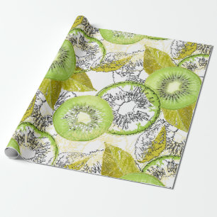 Kiwi, fruitig, groen en wit, vers, sappig, wit cadeaupapier
