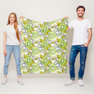Kiwi, fruitig, groen en wit, vers, sappig, wit fleece deken