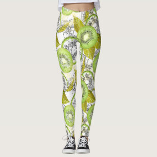 Kiwi, fruitig, groen en wit, vers, sappig, wit leggings