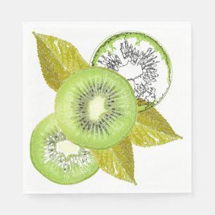 Kiwi, fruitig, groen en wit, vers, sappig, wit servet