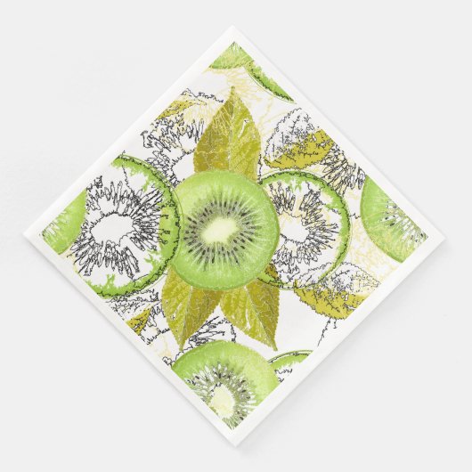 Kiwi, fruitig, groen en wit, vers, sappig, wit servet (Hoek)