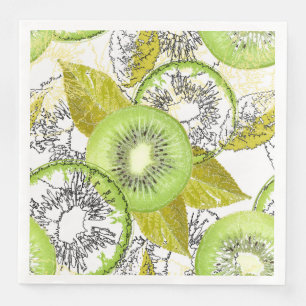 Kiwi, fruitig, groen en wit, vers, sappig, wit servet