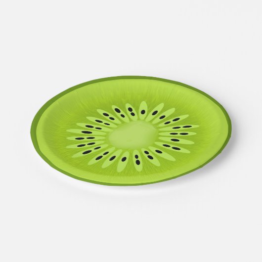 Kiwi-gestyliseerde vruchtenplak papieren bordje (Gekanteld)
