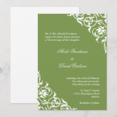 Kiwi groene hoekscrollscript elegant bruiloft kaart (Voorkant / Achterkant)