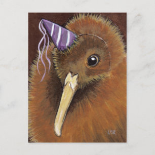 Kiwi in een Party Pet - Bird Art Briefkaarten