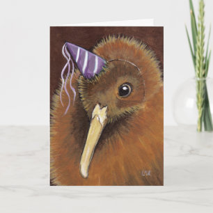 Kiwi in een Pet van een partij - Bird Art Card Kaart