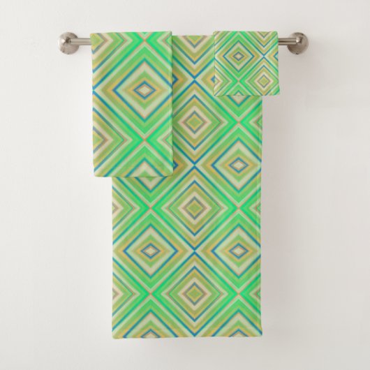 Kiwi Lime Groen Alternatief Diamant Patroon Bad Handdoek (Insitu)