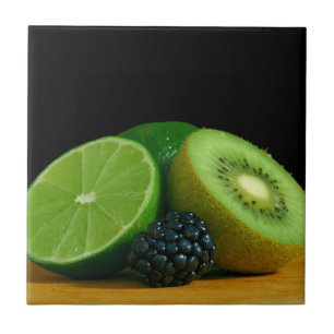 Kiwi, Limoen en Blackberry Tegeltje