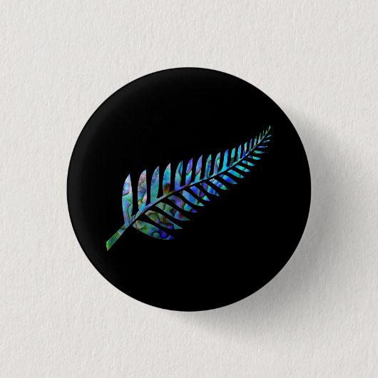 KIWI NEW ZEALAND FERN PAUA RONDE BUTTON 3,2 CM (Voorkant)