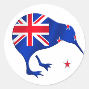 kiwi New Zealand flag soccer football giftes Ronde Sticker