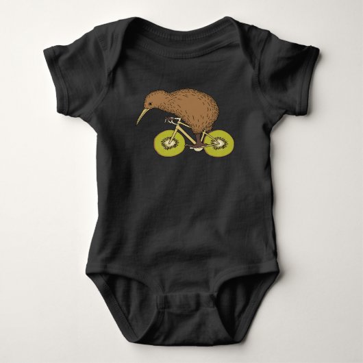 Kiwi Riding Bike met Kiwi Wheels Romper (Voorkant)