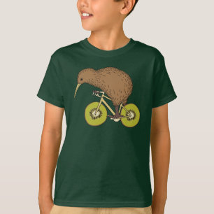 Kiwi Riding Bike met Kiwi Wheels T-shirt
