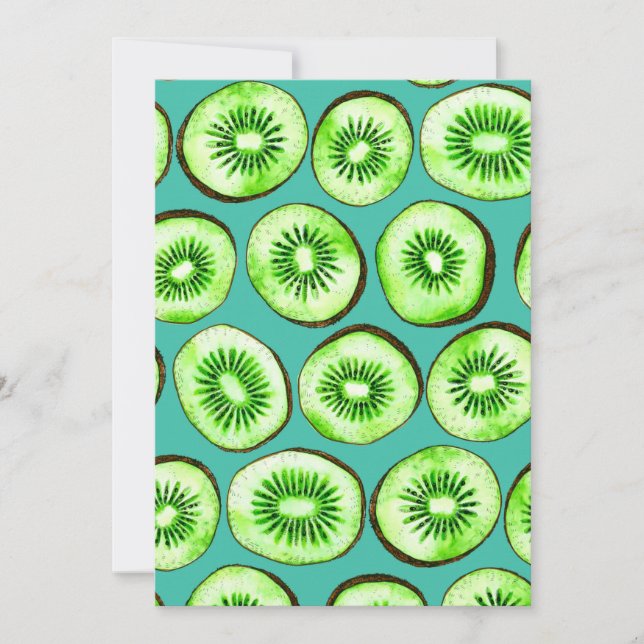 Kiwi snijdsels op turquoise (Voorkant)