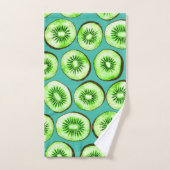 Kiwi snijdsels op turquoise bad handdoek (Handdoek)