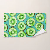 Kiwi snijdsels op turquoise bad handdoek (Handdoek)