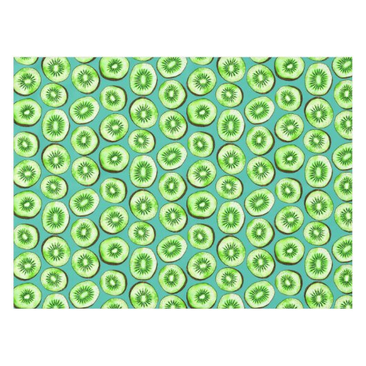 Kiwi snijdsels op turquoise tafelkleed (Voorkant (Horizontaal))