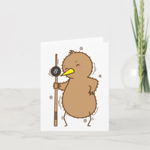 Kiwi speelt biljart met vogel en fruit kaart