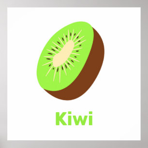 Kiwi vert et marron avec affiche de mots