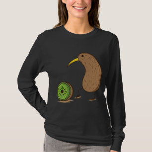 Kiwi vogel met een gesneden kiwi t-shirt