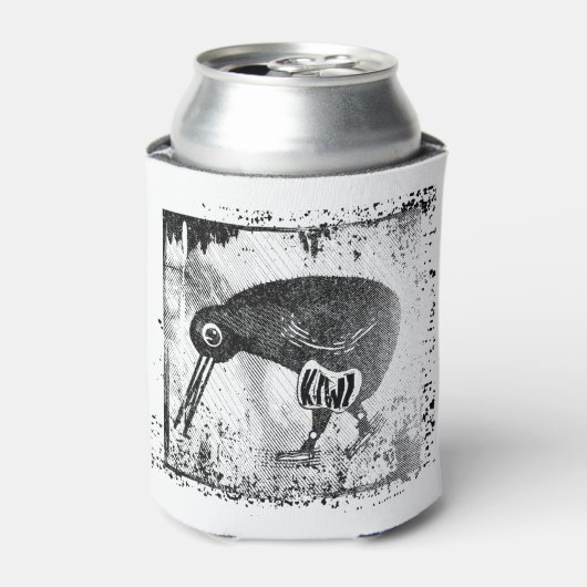 Kiwi vogel zwart en wit blikjeskoeler (Blikje Voorkant)