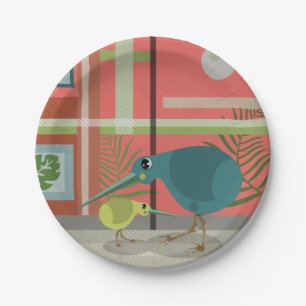 Kiwi vogels binnenin papieren bordje