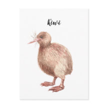 Kiwi waterverf geverfde vogelkaart.