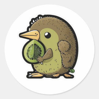 kiwi's die een kiwi-vrucht eten ronde sticker