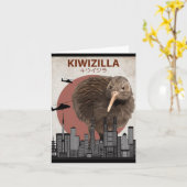 Kiwizilla Funny Kiwi New Zealand Bird Lovers Gift Kaart (Gele Bloem)