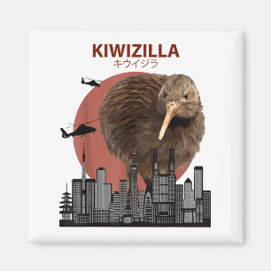 Kiwizilla Grappige Kiwi _ Nieuw-Zeeland Vogelliefh Magneet