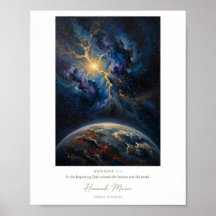 KJV Bijbel-Genesis 1:1 In Den Beginne - Schepping Poster