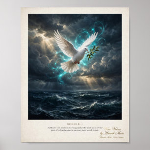 KJV Bijbel-Hoop Na De Storm Genesis 8:11 Duif Poster