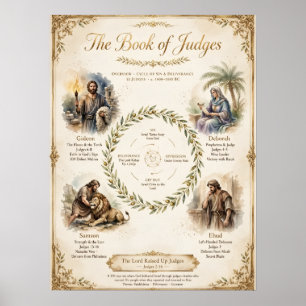 KJV Bijbel-Overzichtsposter van het boek Richteren Poster
