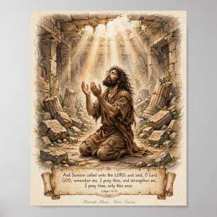 KJV Bijbel-Samson Bidt-Richters 16:28 Poster