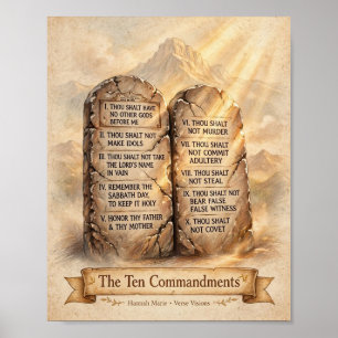 KJV Bijbel Tien Geboden Klassieke Stenen Tablet Poster
