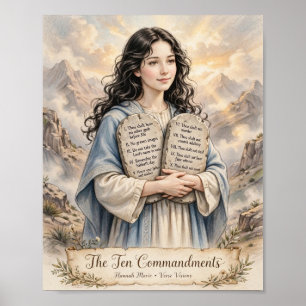KJV Bijbel Tien Geboden Poster - Vrouwelijke Vrouw