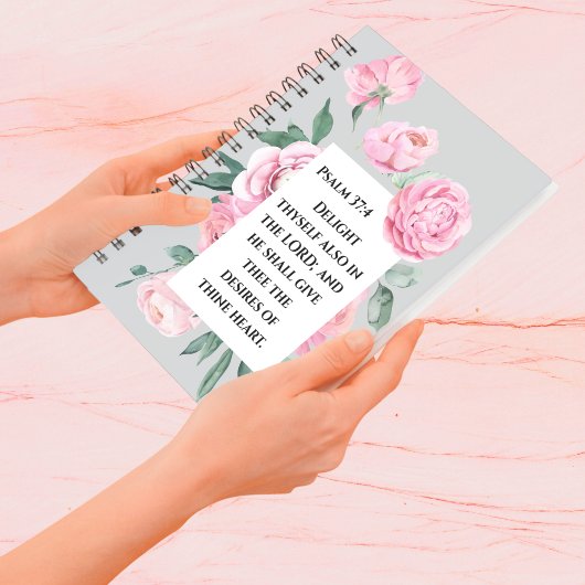 KJV Psalm Pink Peony Journal de dévotion de la fem