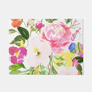 Kkleurige Waterverf Spring Blooms Floral Deurmat