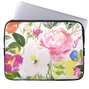 Kkleurige Waterverf Spring Blooms Floral Laptop Sleeve