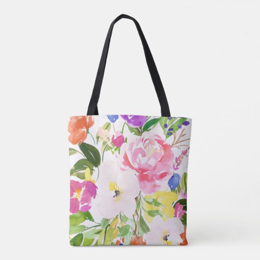 Kkleurige Waterverf Spring Blooms Floral Tote Bag (Achterkant)