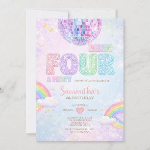 Klaar FOUR een feestje Disco Regenboog Verjaardag Kaart