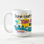 Klaar met lesgeven. Tijd voor strandend met zonnes Koffiemok (Links)
