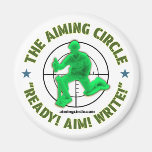 "Klaar! Mik! Schrijf!" magneet