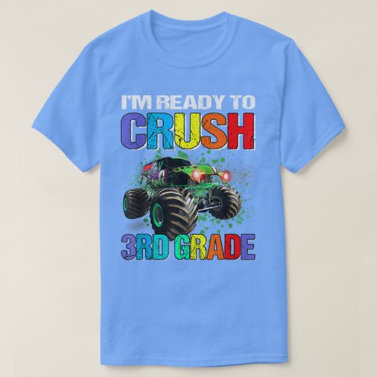 Klaar om 3rd Grade Dino Monster Truck Terug te goo T-shirt (Design voorkant)