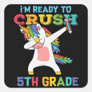 Klaar om 5e klas te verpletteren Cute Unicorn Scho Vierkante Sticker