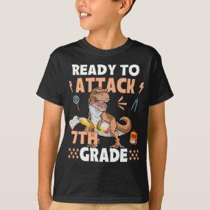 Klaar om 7e Grade Apparel Dinosaur terug naar aan T-shirt