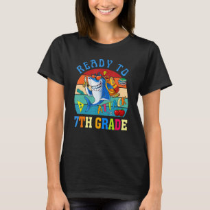 Klaar om 7e Grade Shark terug naar schooljongen aa T-shirt